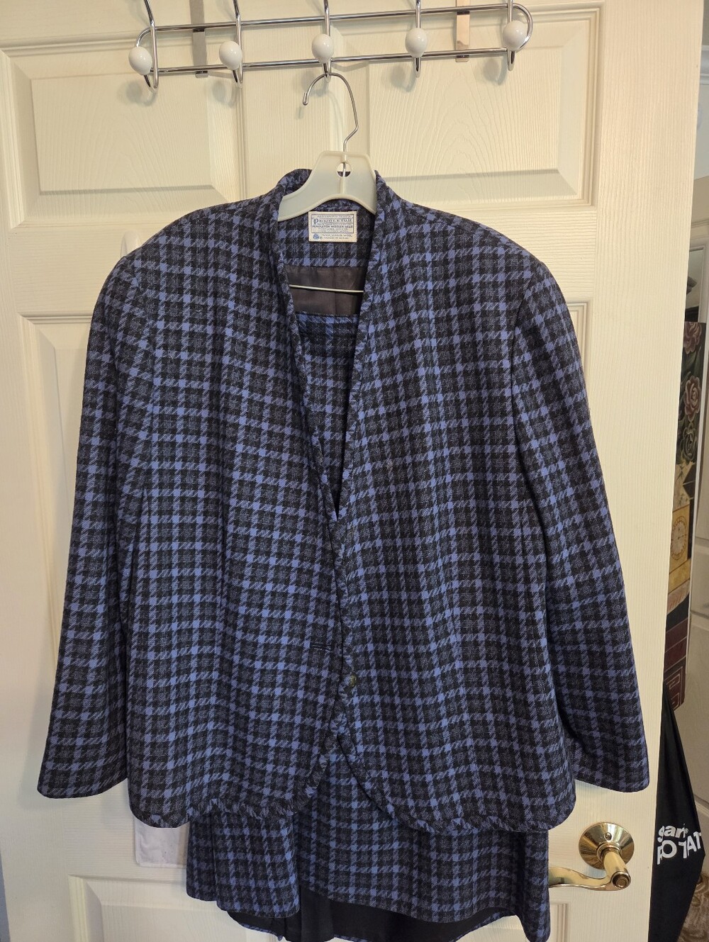 Pendleton Blue & Black Houndstooth Blazer Jacket And Skirt 20w